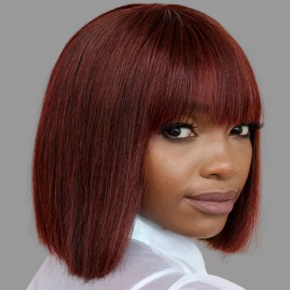 Ombre P4/30 Bob Wig with Bangs | 2.5"x1" Lace Top Straight Human Hair