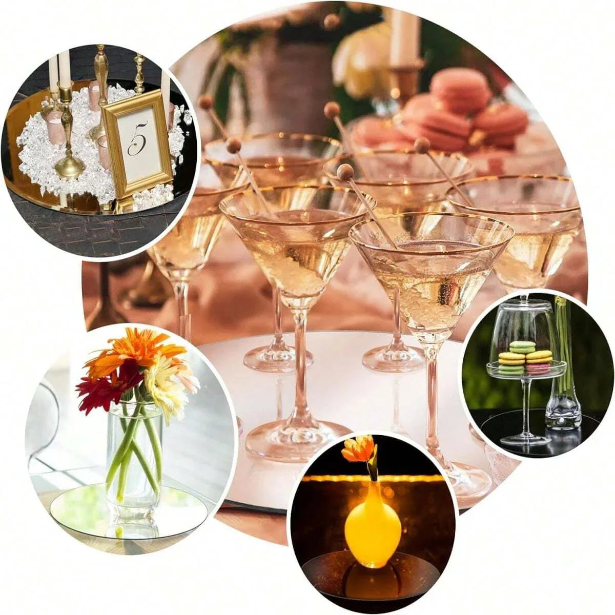 10PCS Acrylic Round Mirrors For Centerpieces Circle Mirrors Candle Plates For Wall Wedding Table Centerpieces Round Mirror Tray