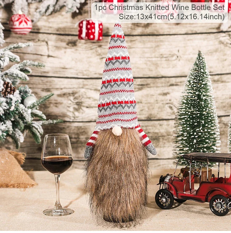 Christmas Wine Bottle Cover Merry Christmas Decorations For Home 2024 Christmas Ornament Xmas Navidad Natal Gifts New Year 2025