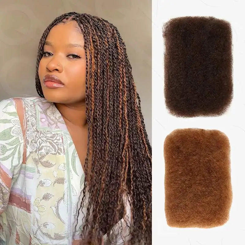 Brazilian Afro Kinky Bulk Human Hair for Braiding - Remy Hair Bundles (Natural Black)