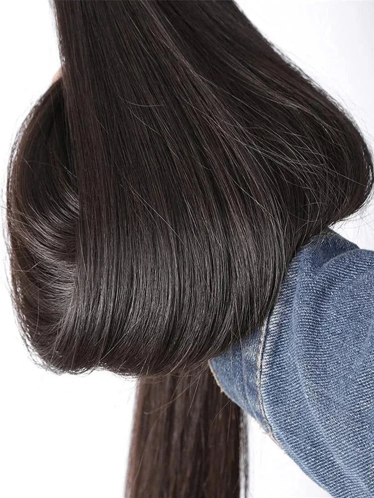 YKB 30 40 Inch Bone Straight Indian Virgin Remy Human Hair Bundles Deal | 12A Raw Hair Extensions | Natural Color | 3 or 4 Bundles