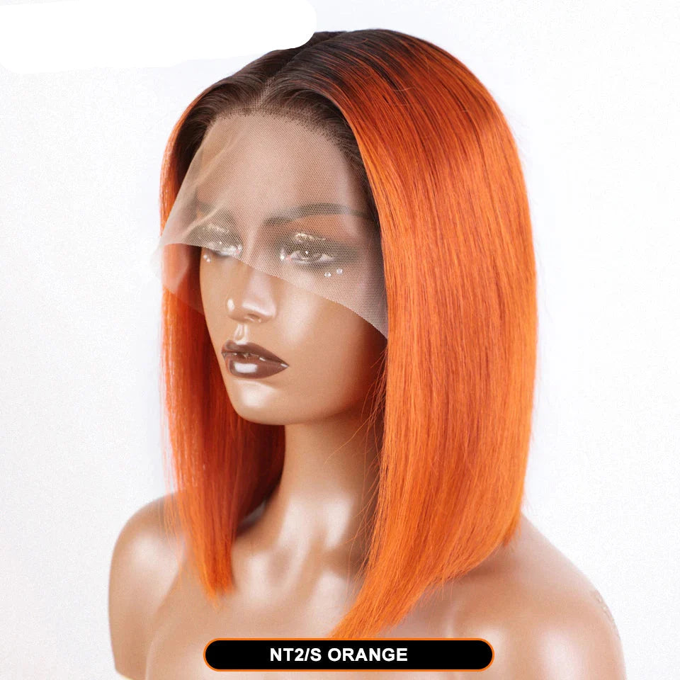 Ombre Pink & Blonde Bob Wig | Straight Human Hair T-Part Lace Front