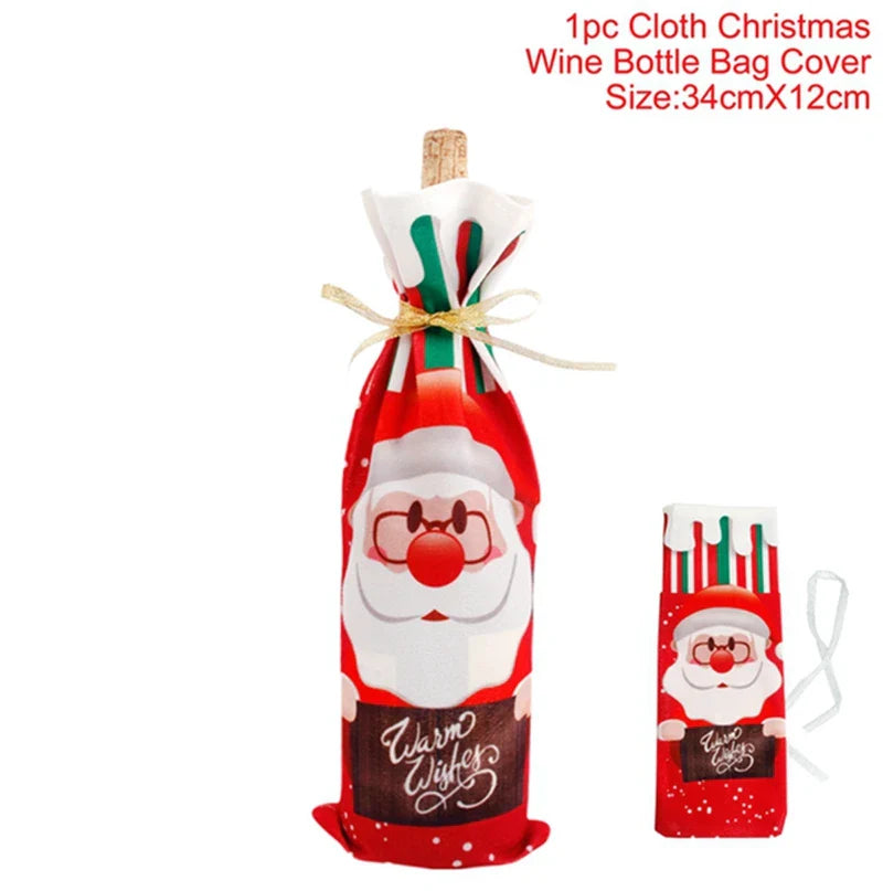 Christmas Wine Bottle Cover Merry Christmas Decorations For Home 2024 Christmas Ornament Xmas Navidad Natal Gifts New Year 2025