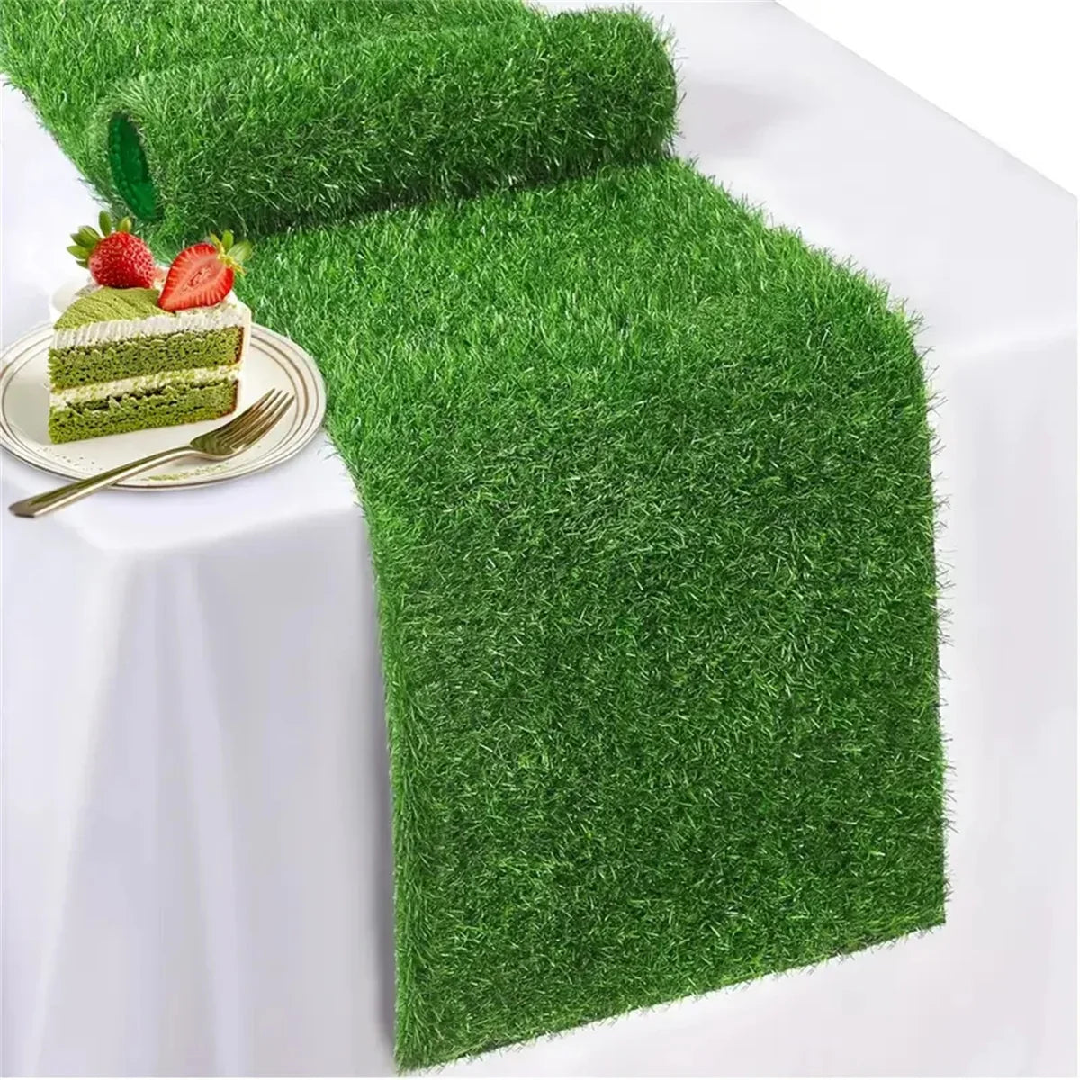 Artificial Grass Table Runner Durable Easy-Clean Rectangular Table Decor for Christmas Weddings Outdoor Golf & Football Parties