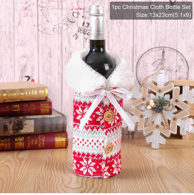 Christmas Wine Bottle Cover Merry Christmas Decorations For Home 2024 Christmas Ornament Xmas Navidad Natal Gifts New Year 2025