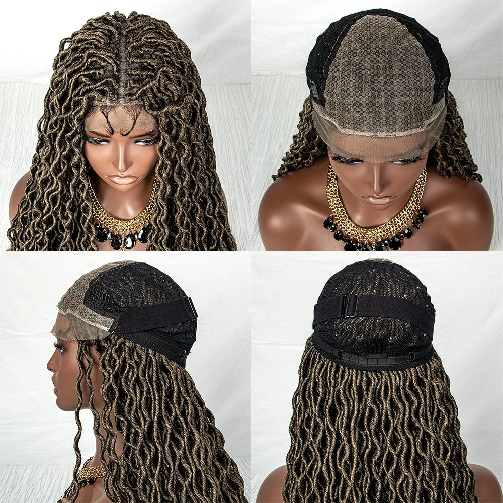 Colorful Dreadlocks & Water Wave Braids Wig | Lace Front | Baby Hair