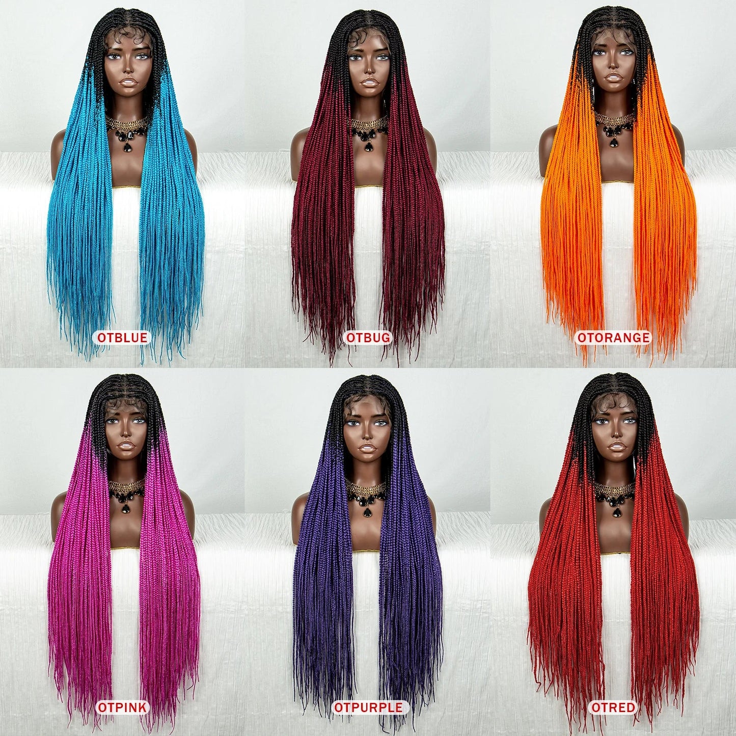 Straight Orange Knotless Box Braids Wig | HD Full Lace Frontal | Baby Hair