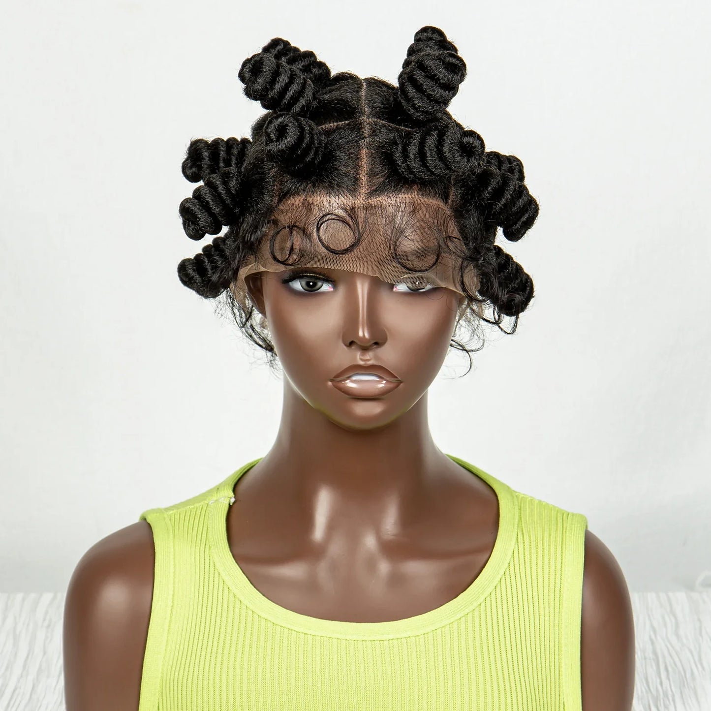 Handmade Knotless Bantu Braids Wig | Full Lace | Colored Braiding Hair