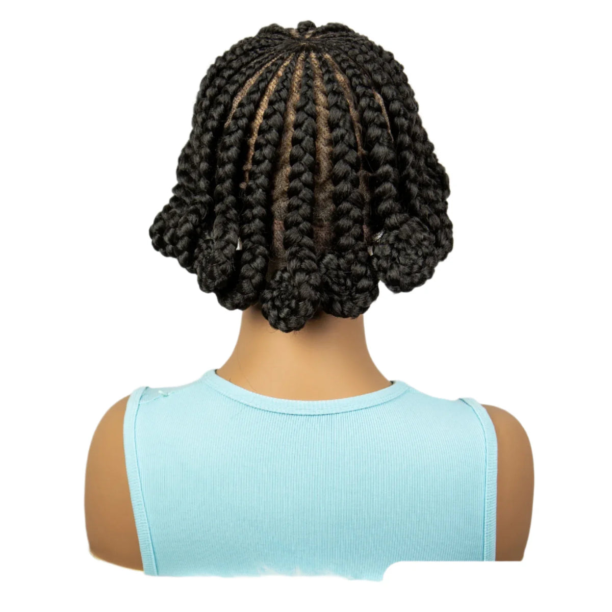 Handmade Knotless Bantu Cornrow Braids Wig | Full Lace Front | Short Braids
