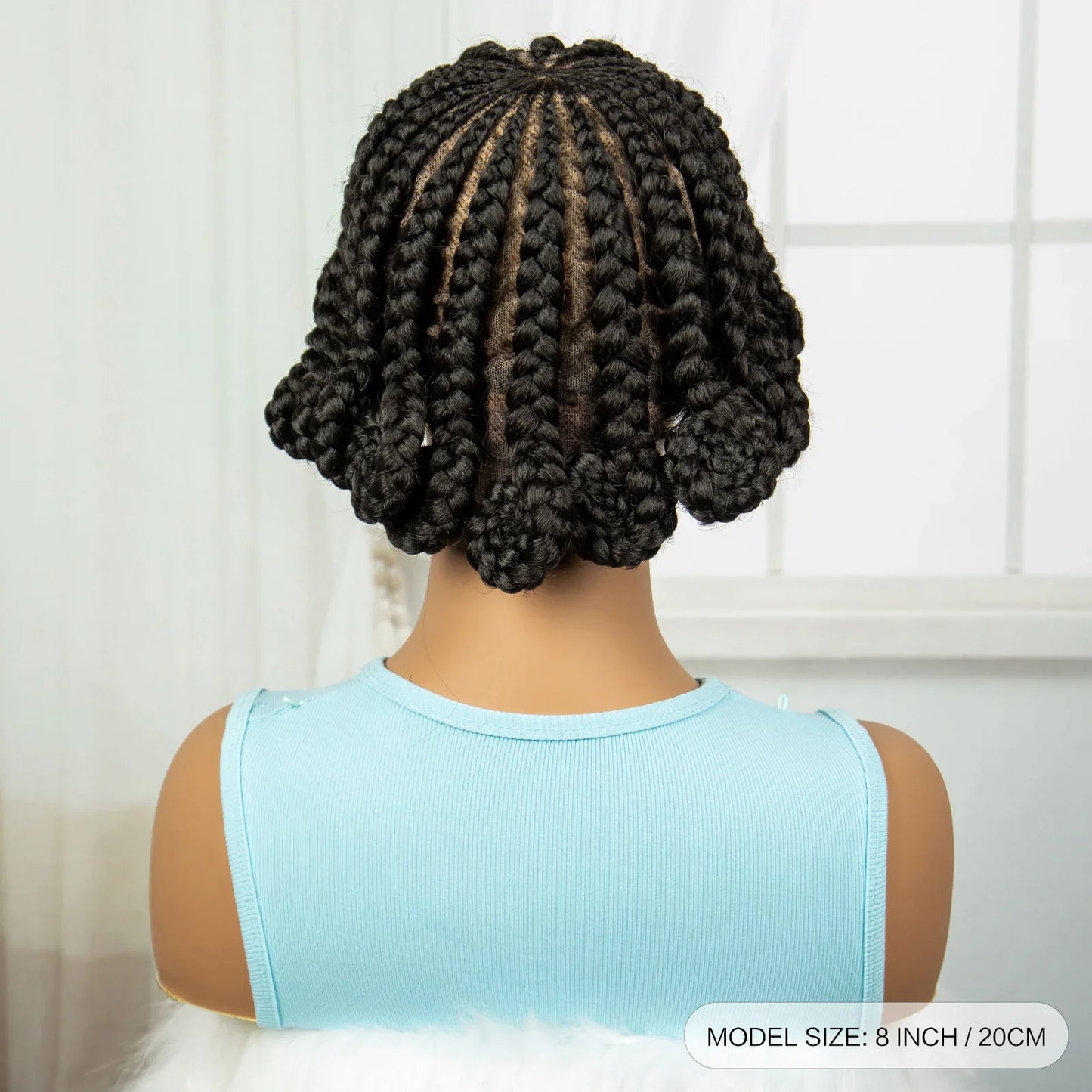 Handmade Knotless Bantu Cornrow Braids Wig | Full Lace Front | Short Braids