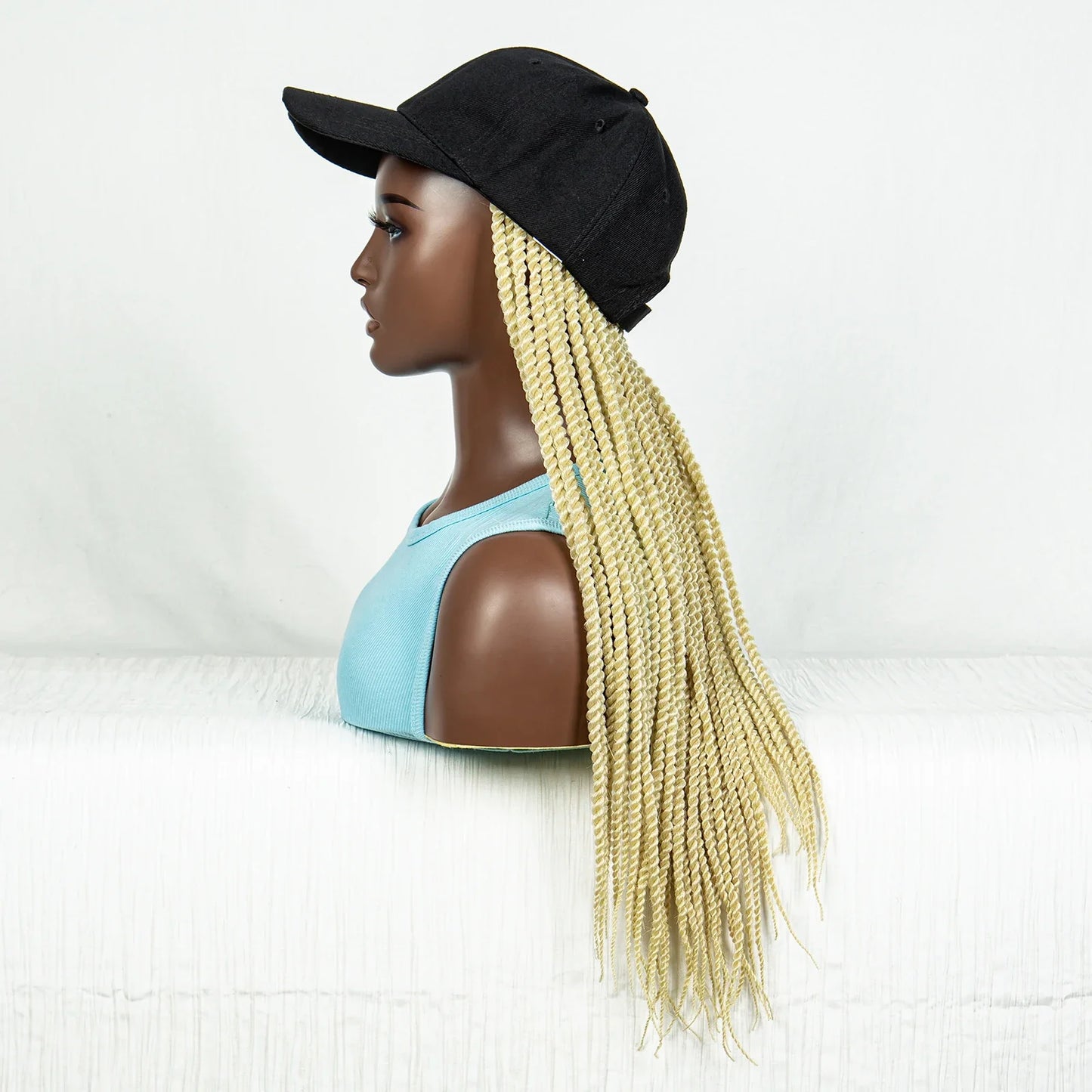 Braided Hat Wig with Twist Crochet Hair | Knotless Box Braids | Baseball Cap