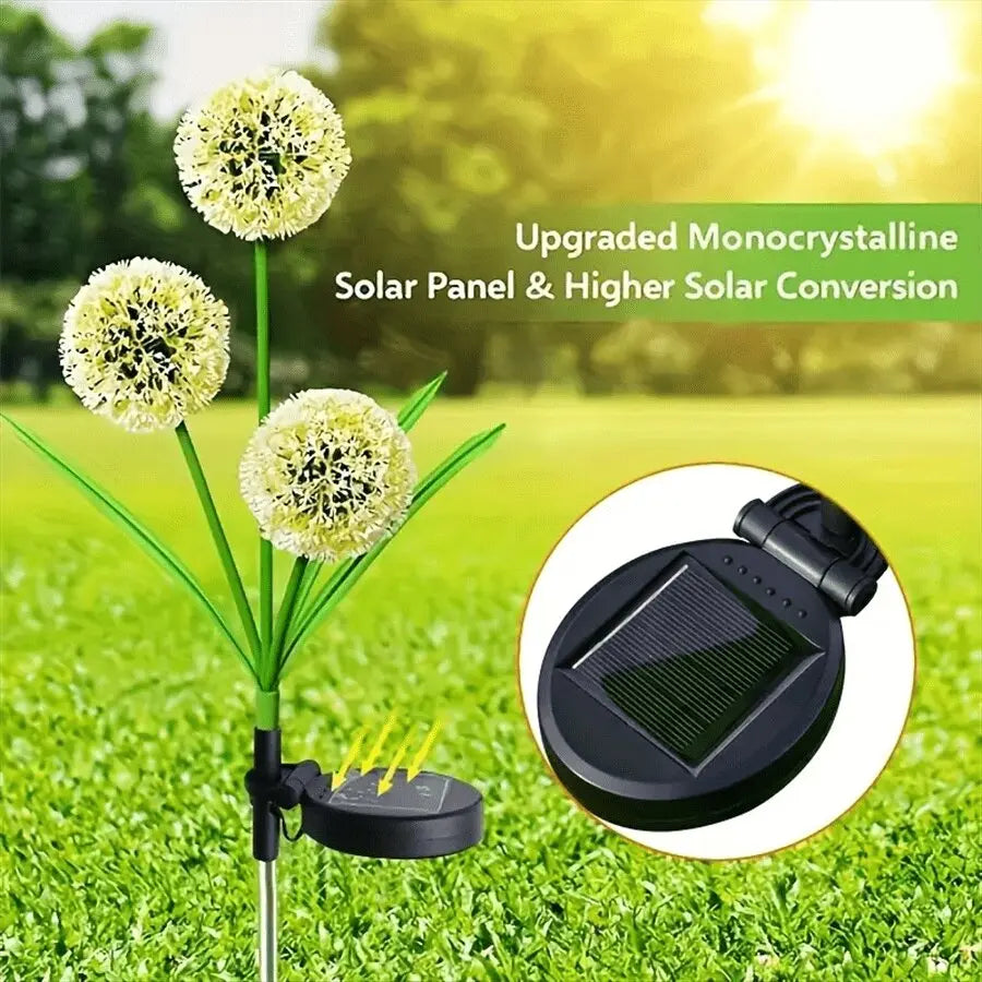1pc Solar Dandelion LED Lawn Light,3-Head 2 Modes Decoration Lighting,Outdoor Landscape Lights For Garden,Yards,Lawns,Walkways