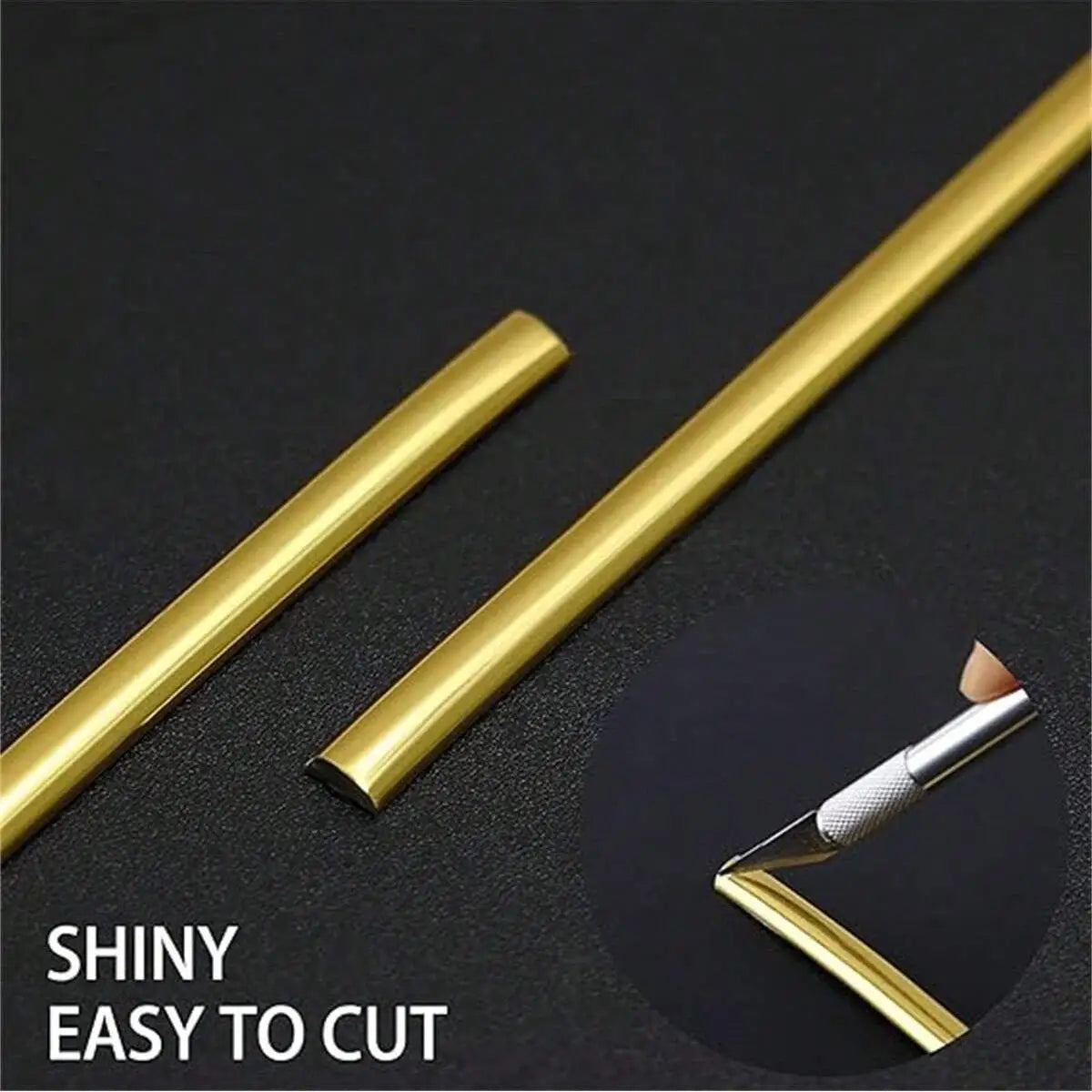 1 Roll Gold PVC Decoration Line Wall Sticker, Self-Adhesive,Decorative Strip Peel And Stick Molding Trim,Suitable For  Living