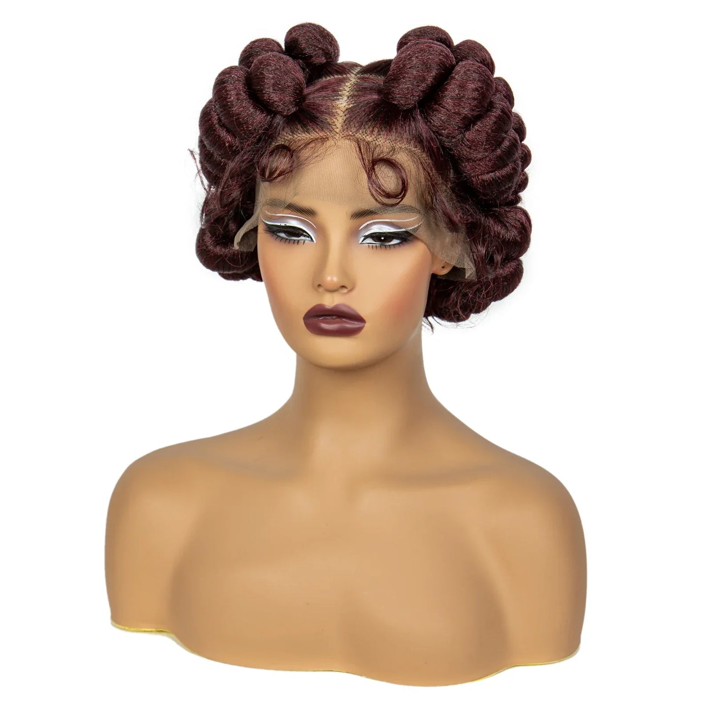 6" Short Cute Handmade Bantu Knotless Braids Wig | Transparent Full Lace