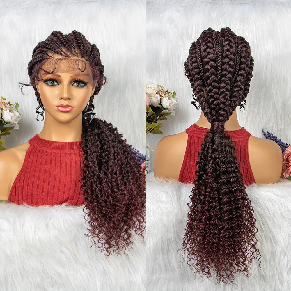 Braided Ponytail Wig | Kinky Curly Lace Front with Baby Hair