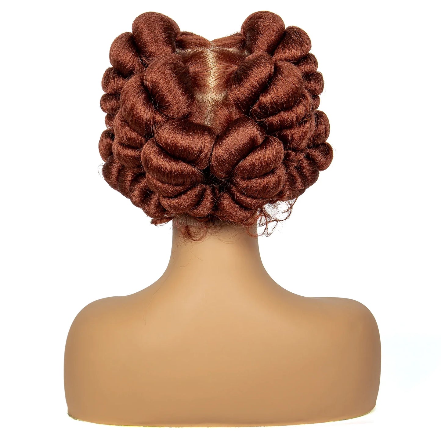 Ginger Orange Bantu Knotless Braids Wig | Full Lace | Short Bob | 350#
