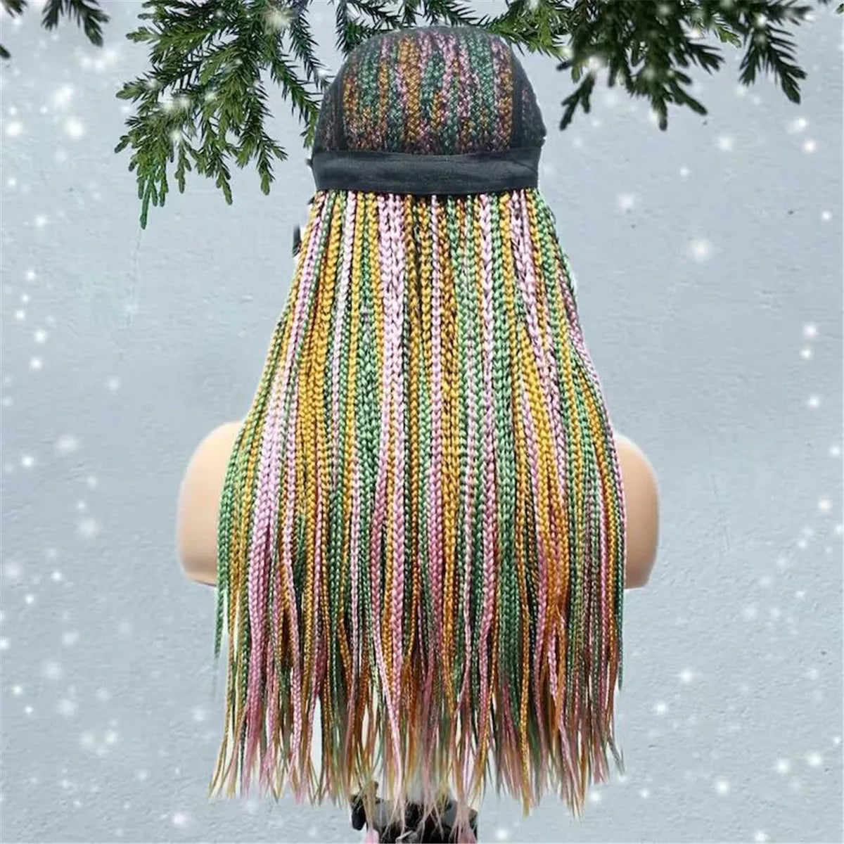 Multi-Color Knotless Box Braids Wig - Lace Frontal Braided Wig - Glueless Braids Wig - Synthetic Braided Wig for Black Women