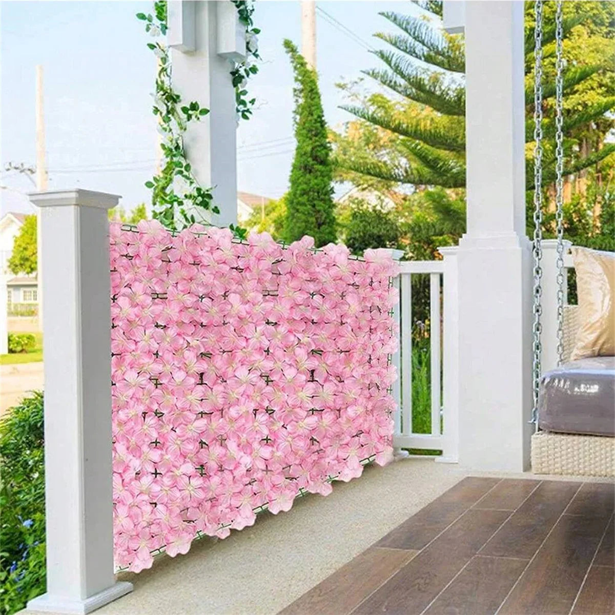 Expanding Artificial Fence Screening with Flowers Ivy Fence Screening Flower Fence Garden Wall Privacy Fence Wedding Decoration