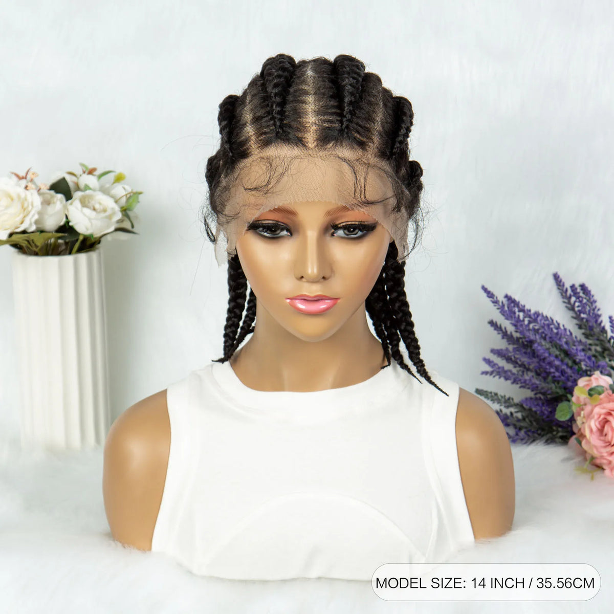 Full Lace Knotless Box Braids Wig | Cornrow Accent