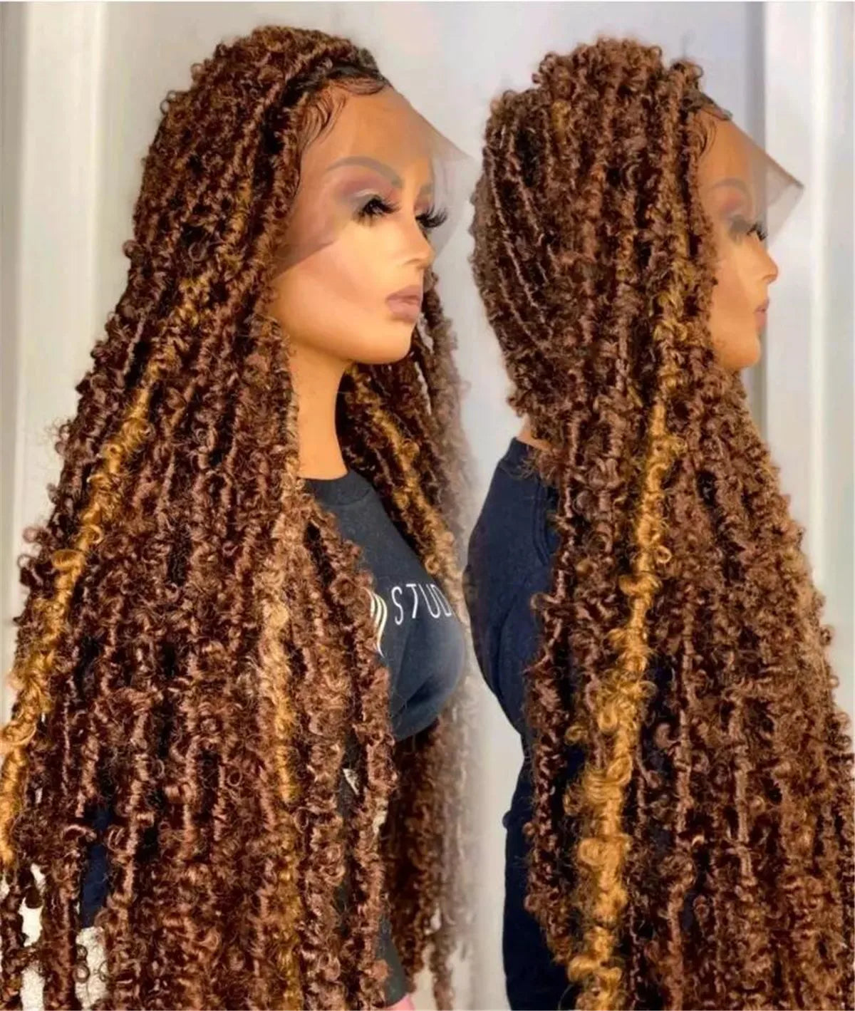 Boho Goddess Locs Wig | Ombre Box Braids | Full Lace Front | Baby Hair | Synthetic Hair