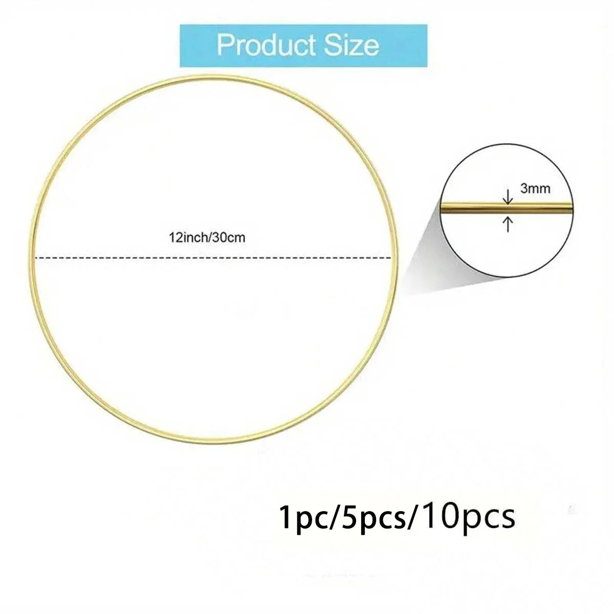 1pc/5pcs /10pcs 2 Sizes Wreath  Gold Hoop Rings For DIY Floral Wedding Decorations,Dream CatcherAnd Wall Hanging Crafts