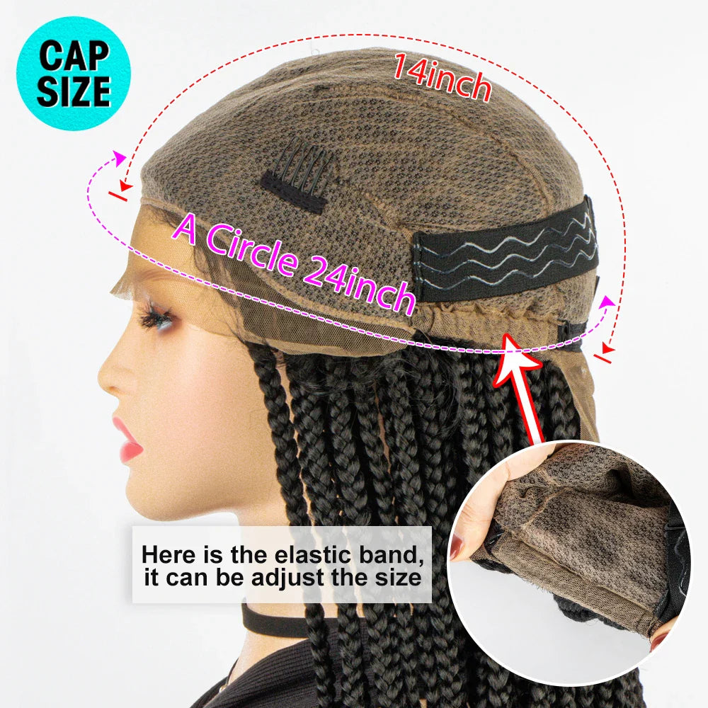 36" Knotless Box Braids Full Lace Wig | Crochet Braids | Synthetic Braiding Hair | Black Women