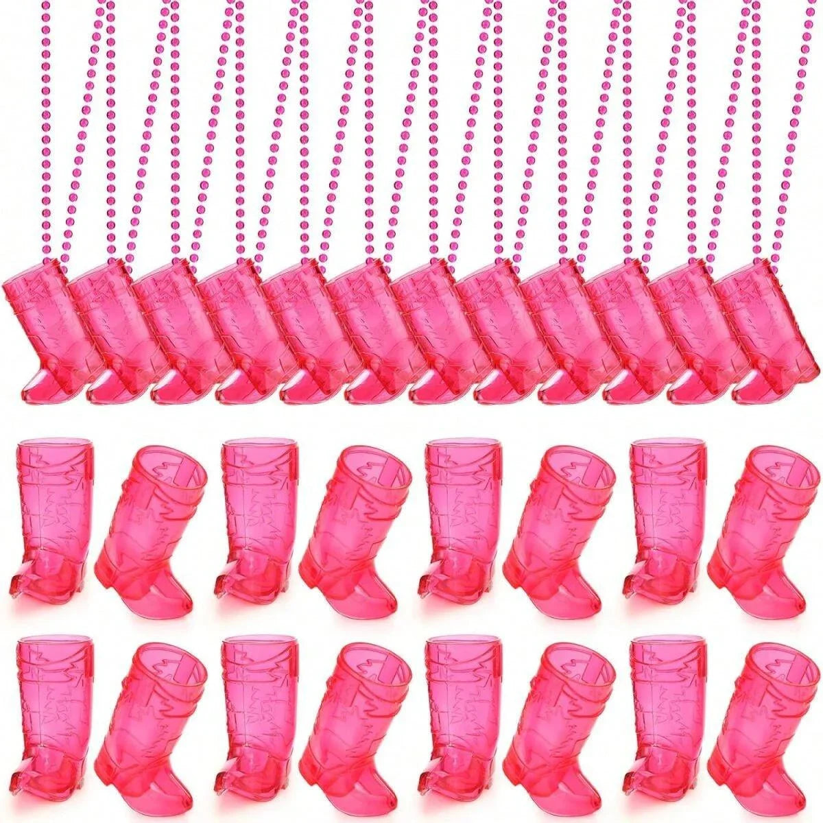 Cowboy Boot Shot Glasses on Beaded Necklace Plastic Cowgirl Shot Glass Cup Necklace Bride and Groom Supply for Bachelorette