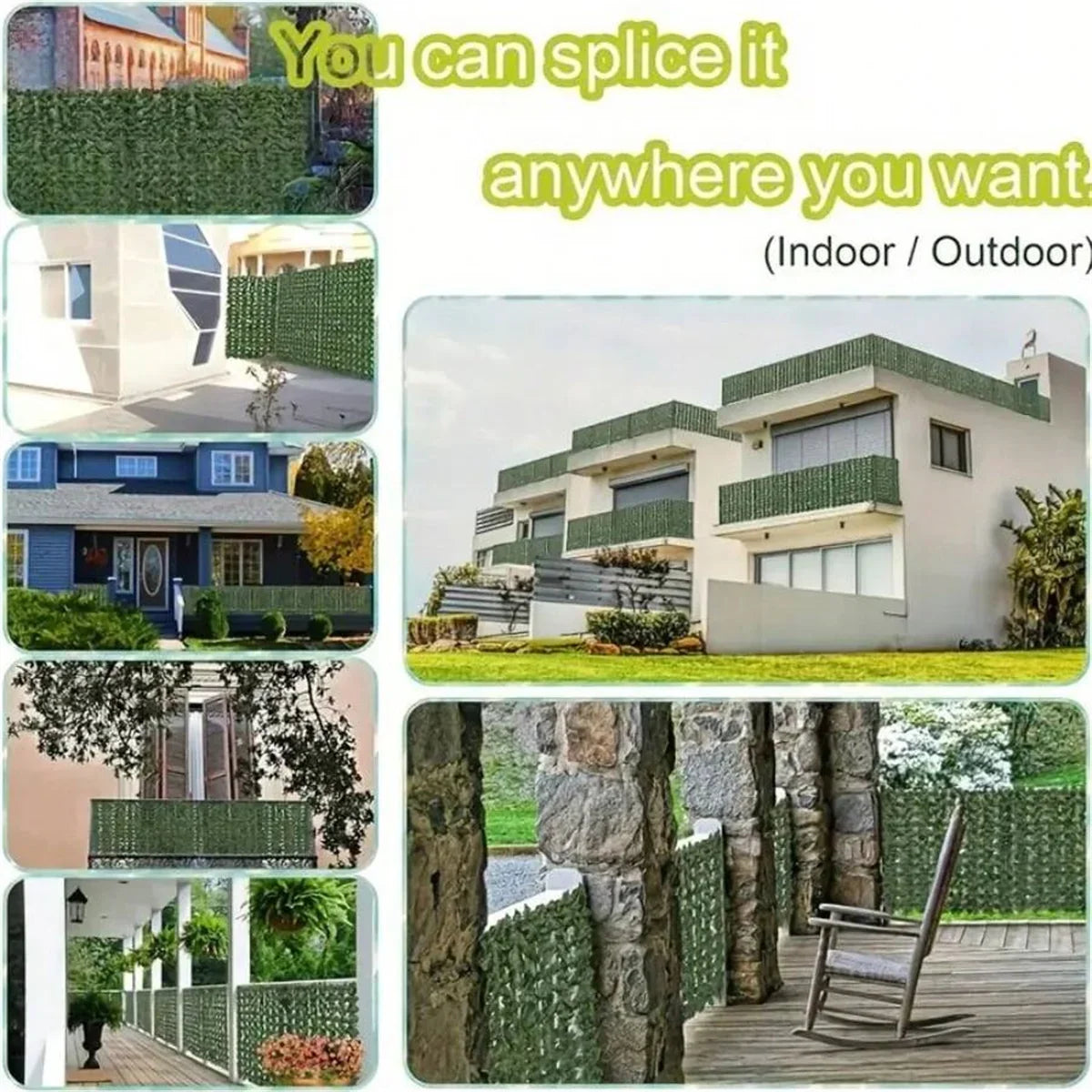 Artificial Ivy Privacy Fence Wall Screen UV Resistant Green Plastic Background for Patio Balcony Garden Backyard Indoor Outdoor