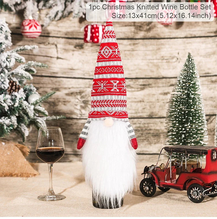 Christmas Wine Bottle Cover Merry Christmas Decorations For Home 2024 Christmas Ornament Xmas Navidad Natal Gifts New Year 2025