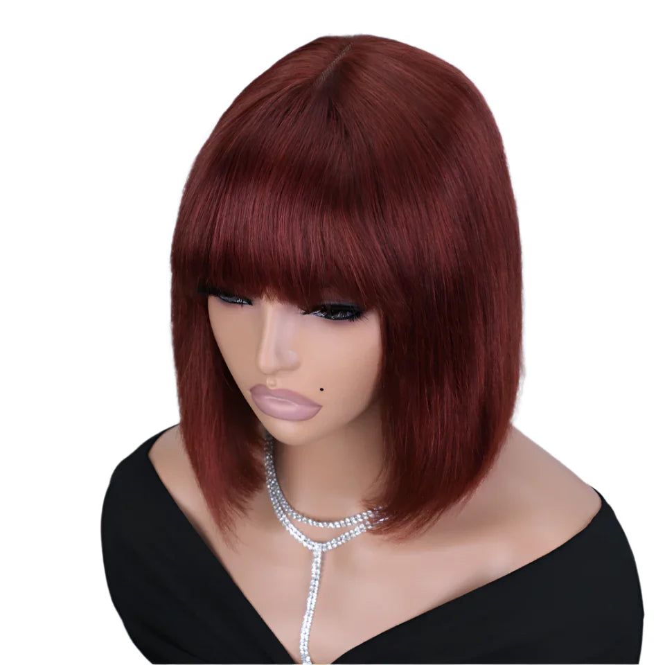 Ombre P4/30 Bob Wig with Bangs | 2.5"x1" Lace Top Straight Human Hair