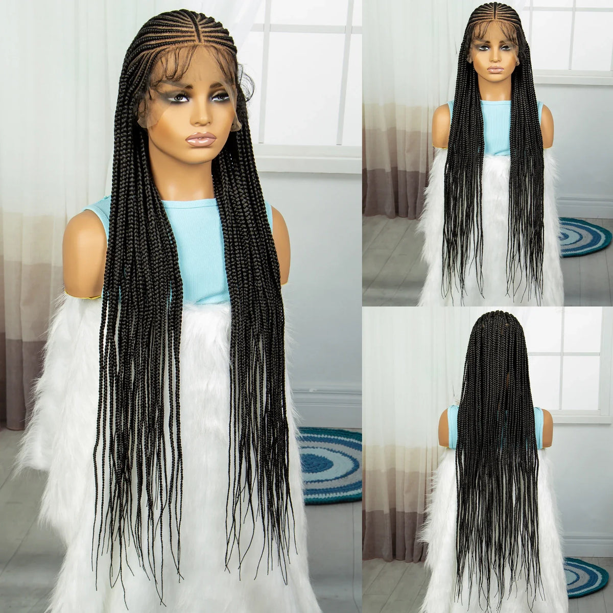 Cornrow Knotless Box Braids Wig | Full Lace Frontal | Baby Hair