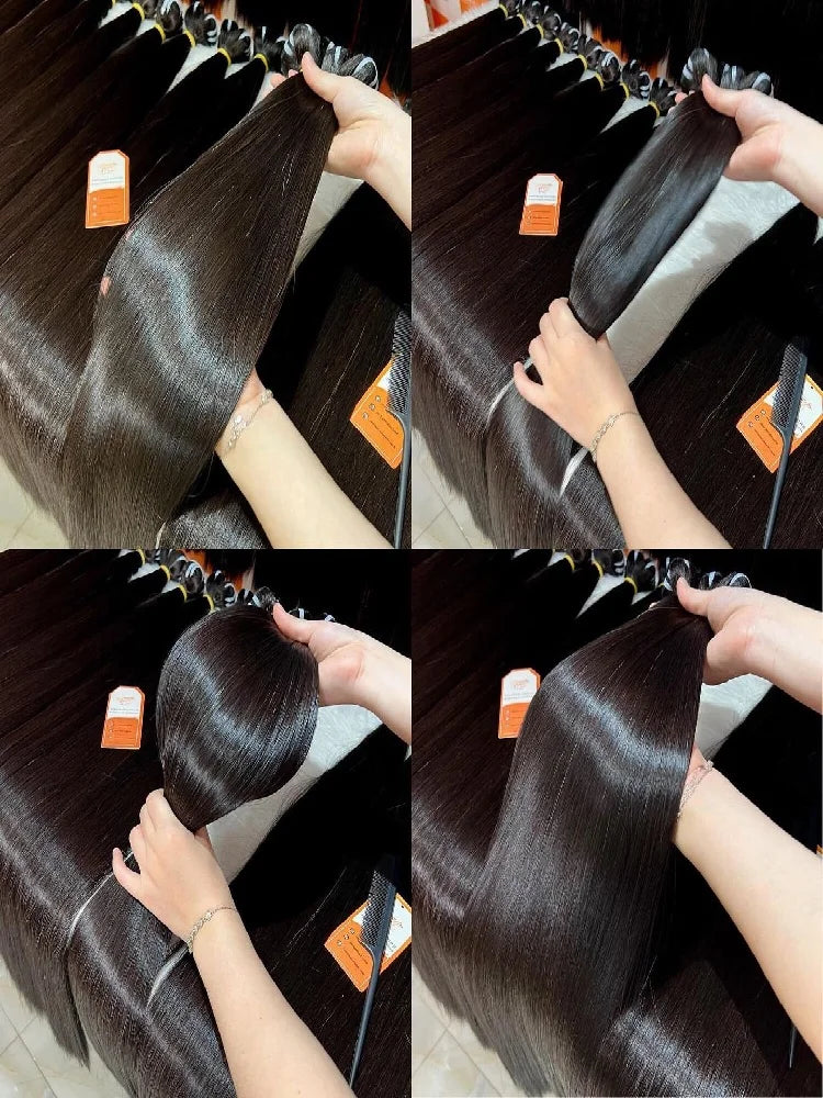 YKB 30 40 Inch Bone Straight Indian Virgin Remy Human Hair Bundles Deal | 12A Raw Hair Extensions | Natural Color | 3 or 4 Bundles