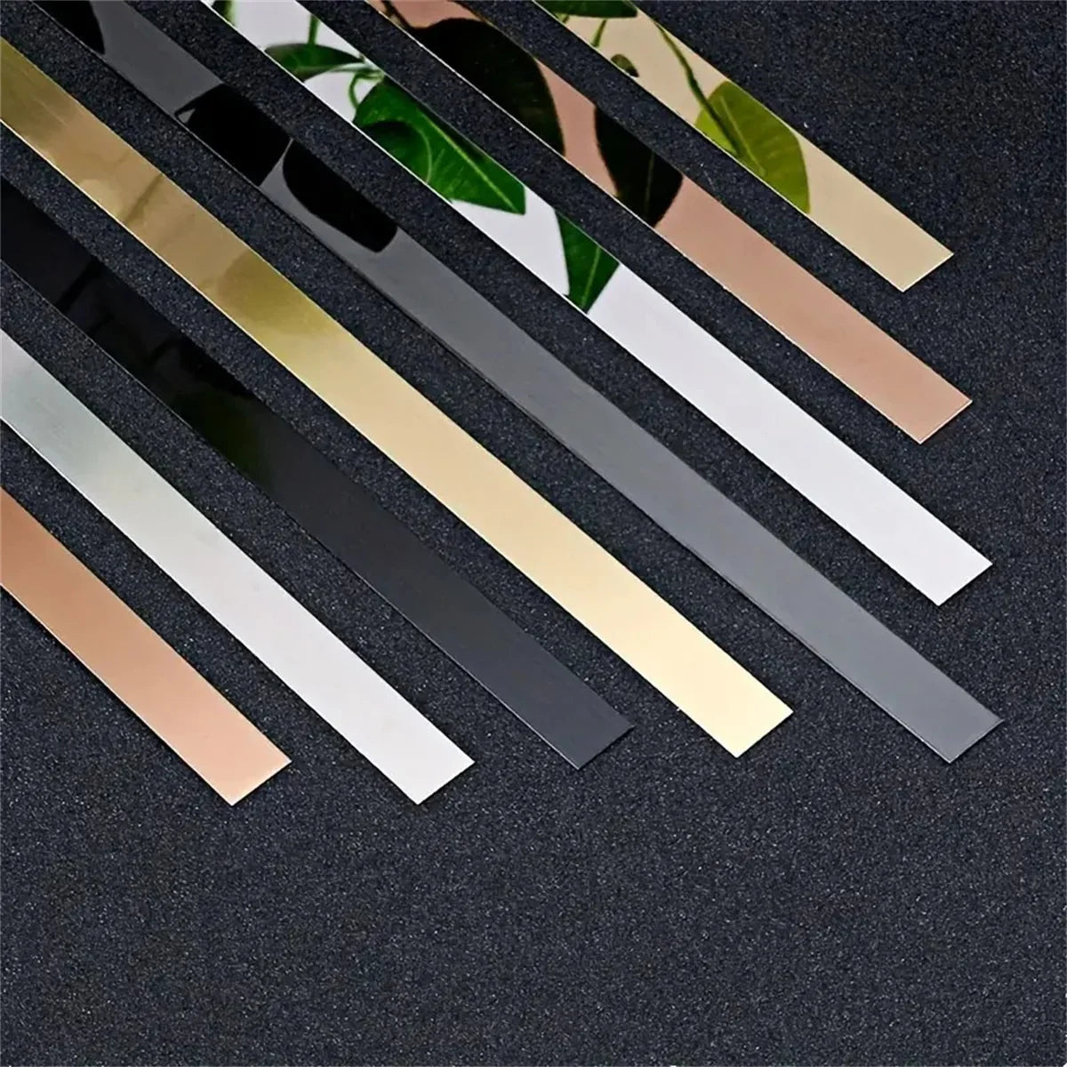5M Stainless Steel Flat Decorative Line Self-adhesive Furniture Wall Sticker for Wall Ceiling Edge Strip Living Room Decoration