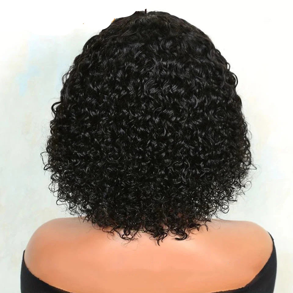 Brazilian Jerry Curly Human Hair Bob Wig with Bangs | Natural Highlight Honey Water Wave Kinky Curly Wigs for Women