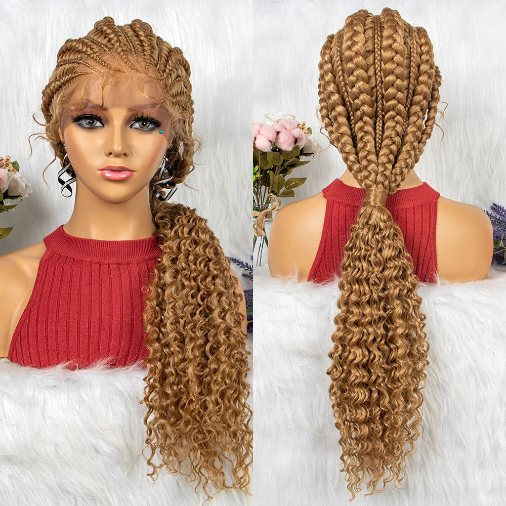 Braided Ponytail Wig | Kinky Curly Lace Front with Baby Hair
