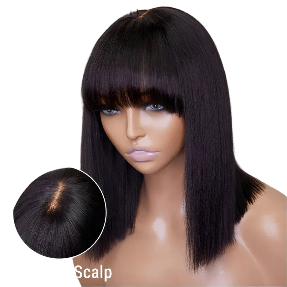180% Density Straight Bob Wig | Easy Part Human Hair with Middle Part Ban