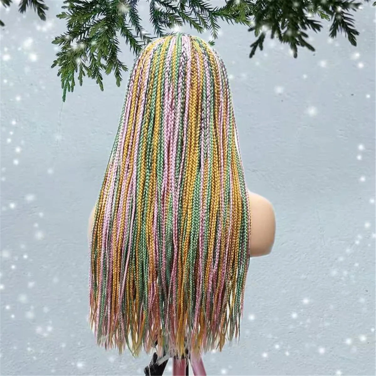 Multi-Color Knotless Box Braids Wig - Lace Frontal Braided Wig - Glueless Braids Wig - Synthetic Braided Wig for Black Women