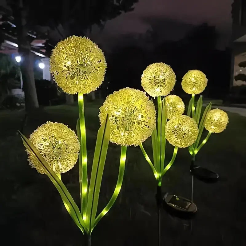 1pc Solar Dandelion LED Lawn Light,3-Head 2 Modes Decoration Lighting,Outdoor Landscape Lights For Garden,Yards,Lawns,Walkways