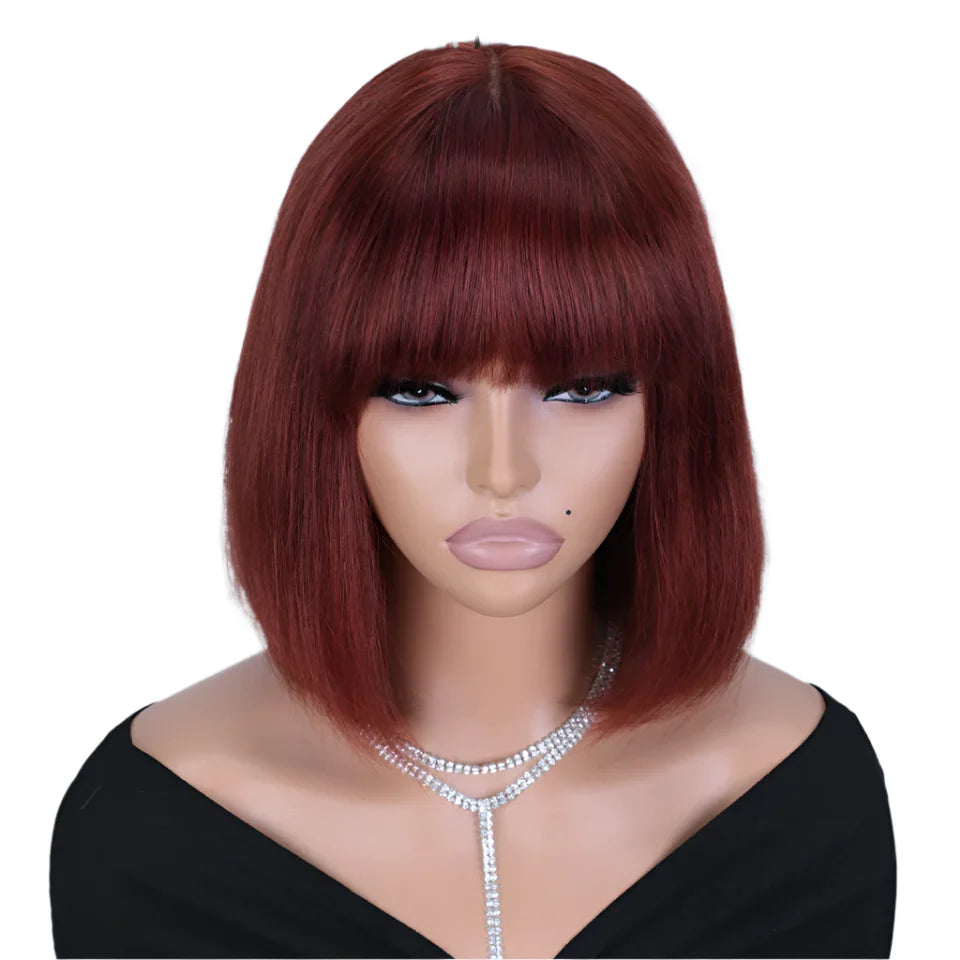 Ombre P4/30 Bob Wig with Bangs | 2.5"x1" Lace Top Straight Human Hair