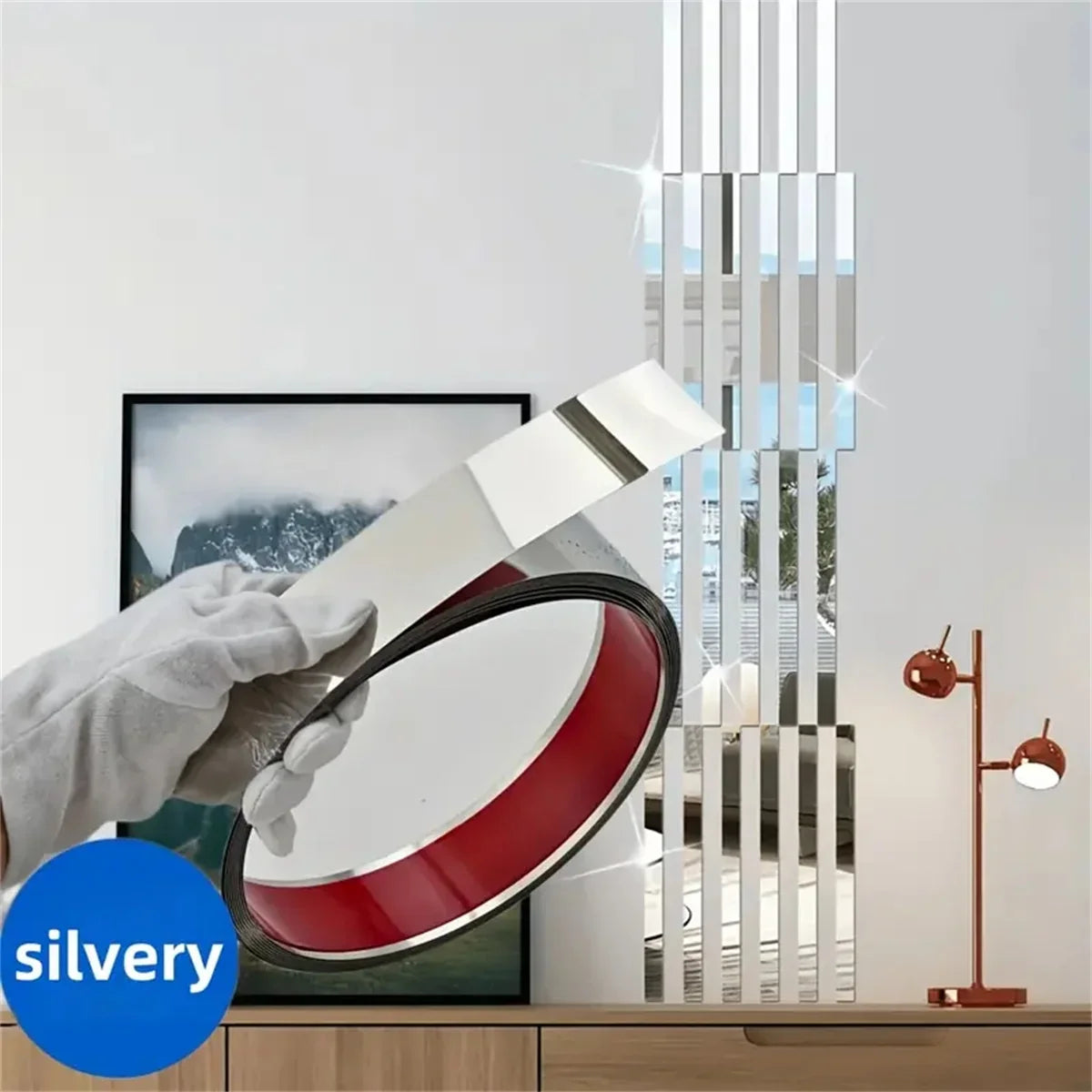 5M Stainless Steel Flat Decorative Line Self-adhesive Furniture Wall Sticker for Wall Ceiling Edge Strip Living Room Decoration
