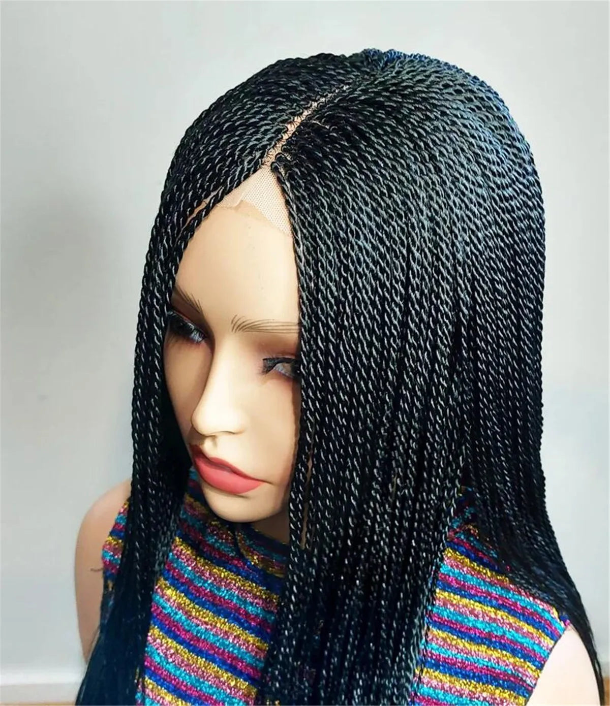 Chic Senegalese Micro Twist Braided Wig - Short Bob Style, Lightweight, Transparent Lace