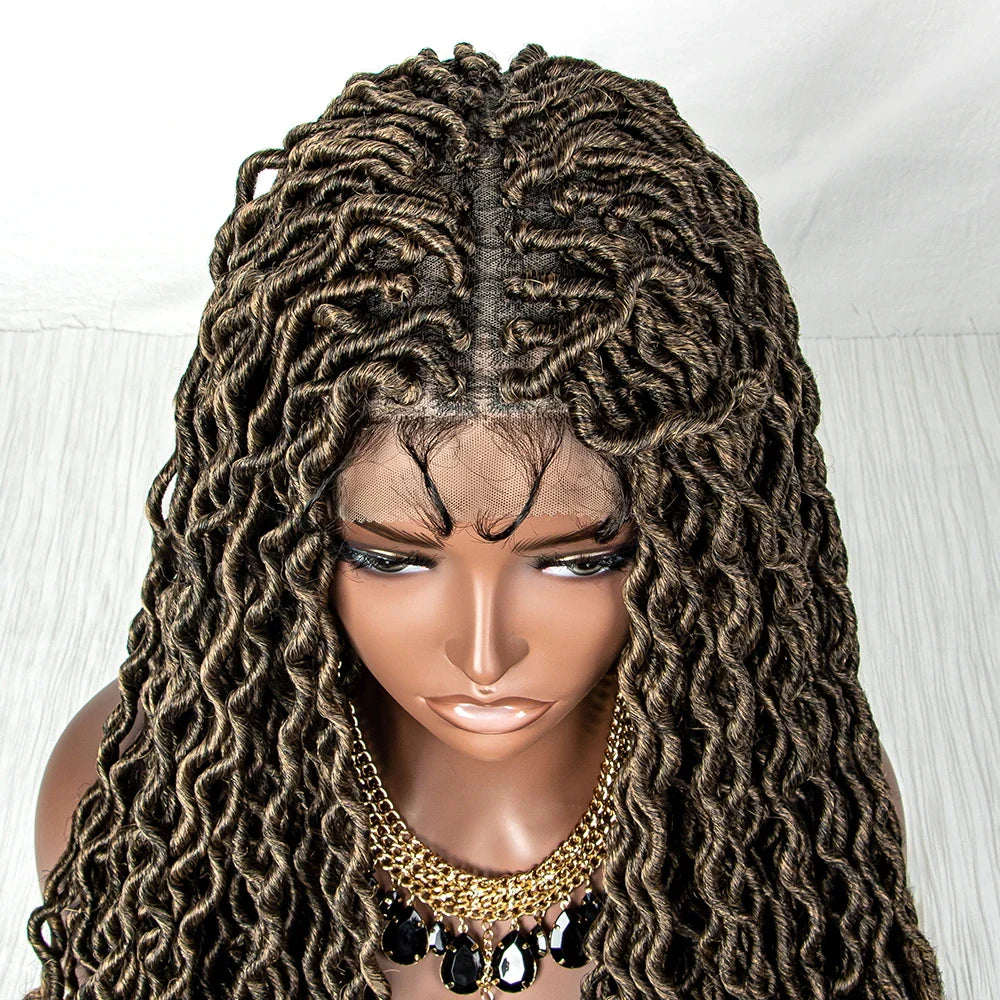 Colorful Dreadlocks & Water Wave Braids Wig | Lace Front | Baby Hair