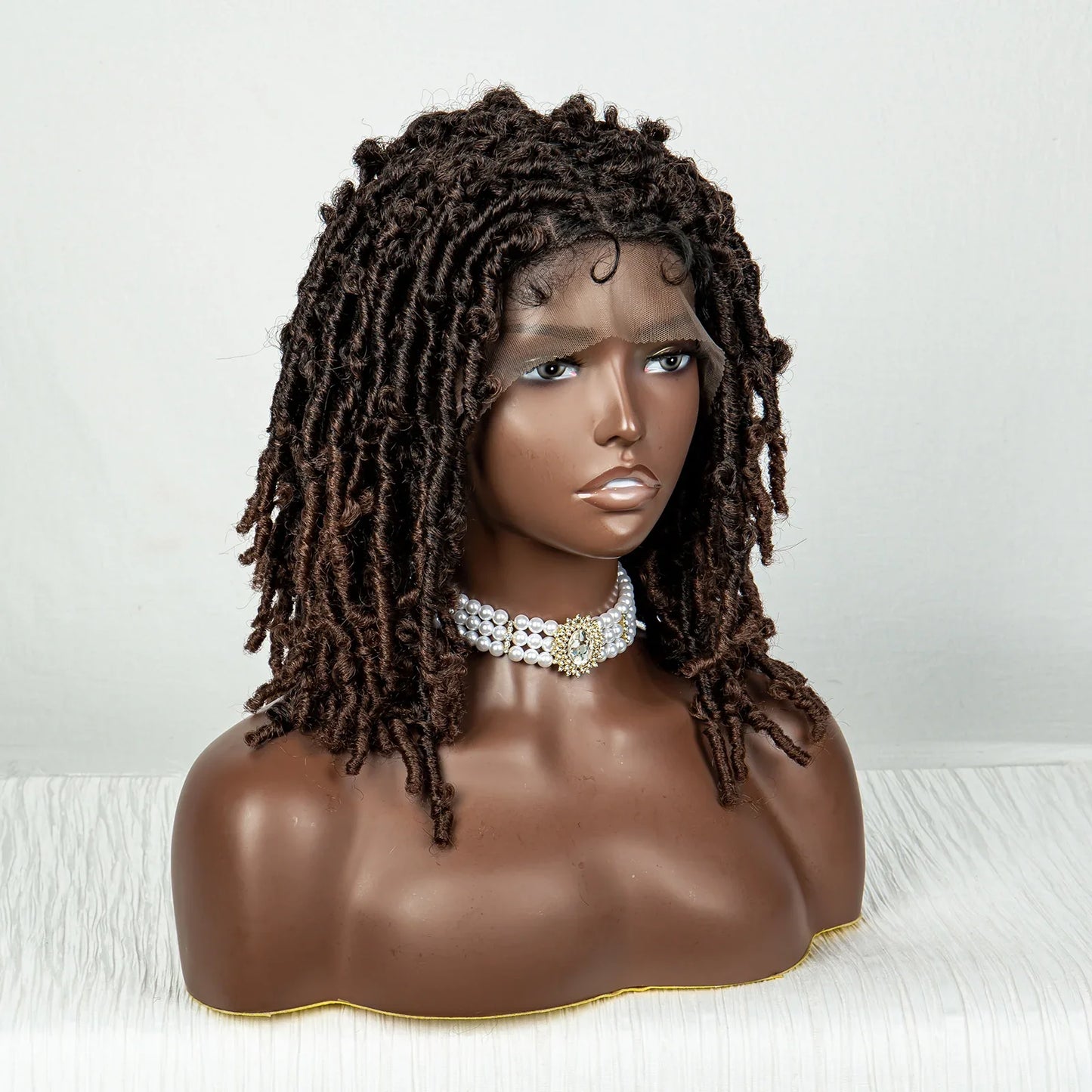 Burgundy Butterfly Locs Wig | 9x6 Lace | Short Box Braided Faux Locs | 16" Synthetic Hair | Knotless Braids