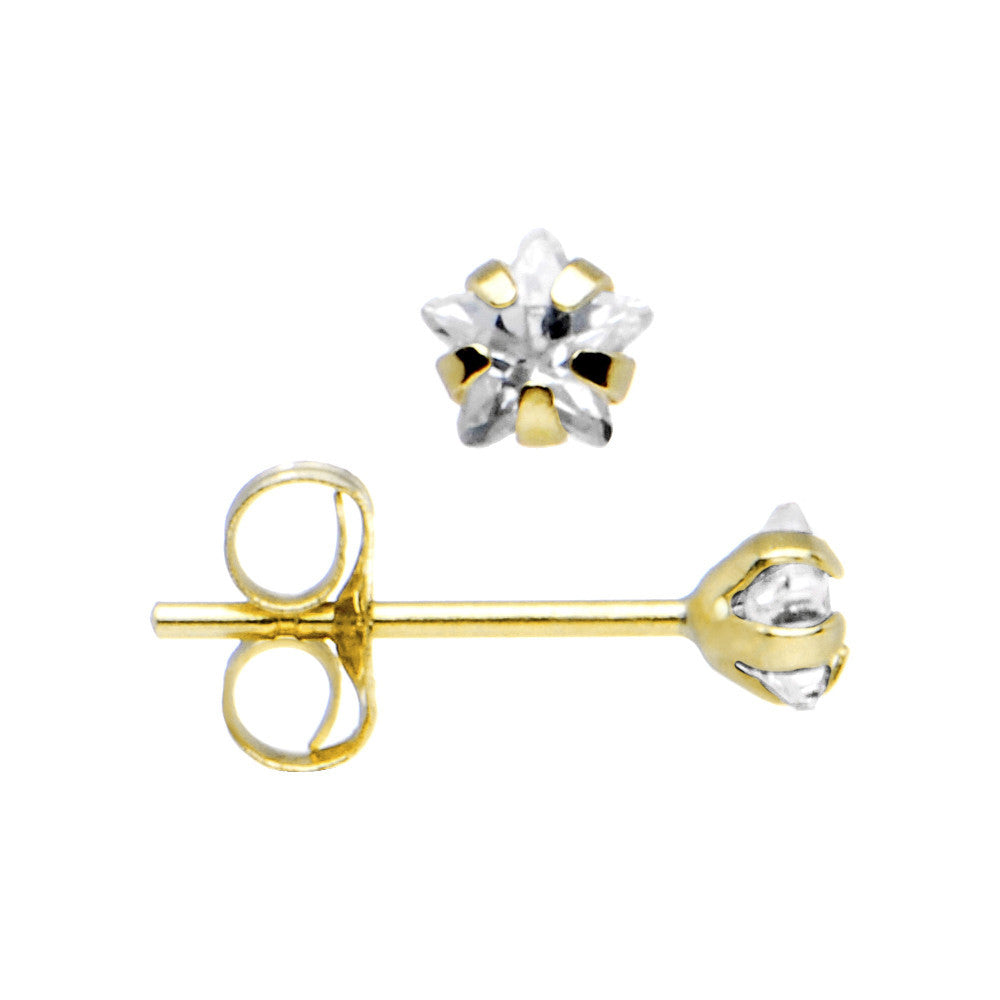 14k Yellow Gold .23ct Cubic Zirconia Star Earrings