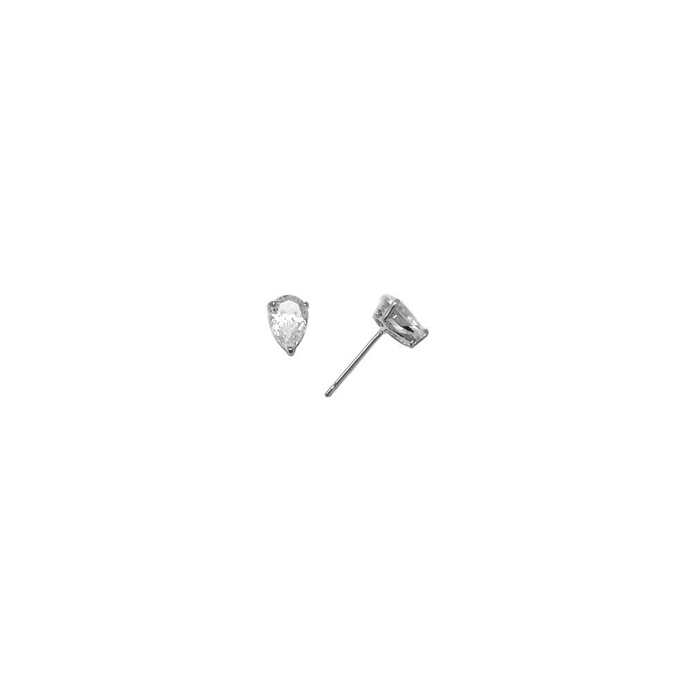 14k White Gold .23ct Basket Set Pear CZ Stud Earrings