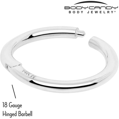 14k Solid White Gold Hinged Segment Ring Elegance 18G 5/16