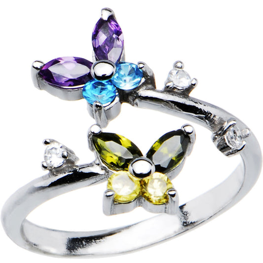 Solid 14k White Gold Cubic Zirconia Butterfly Toe Ring