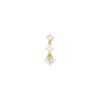 16G Solid 14k Yellow Gold Top Mount CZ Belly Ring