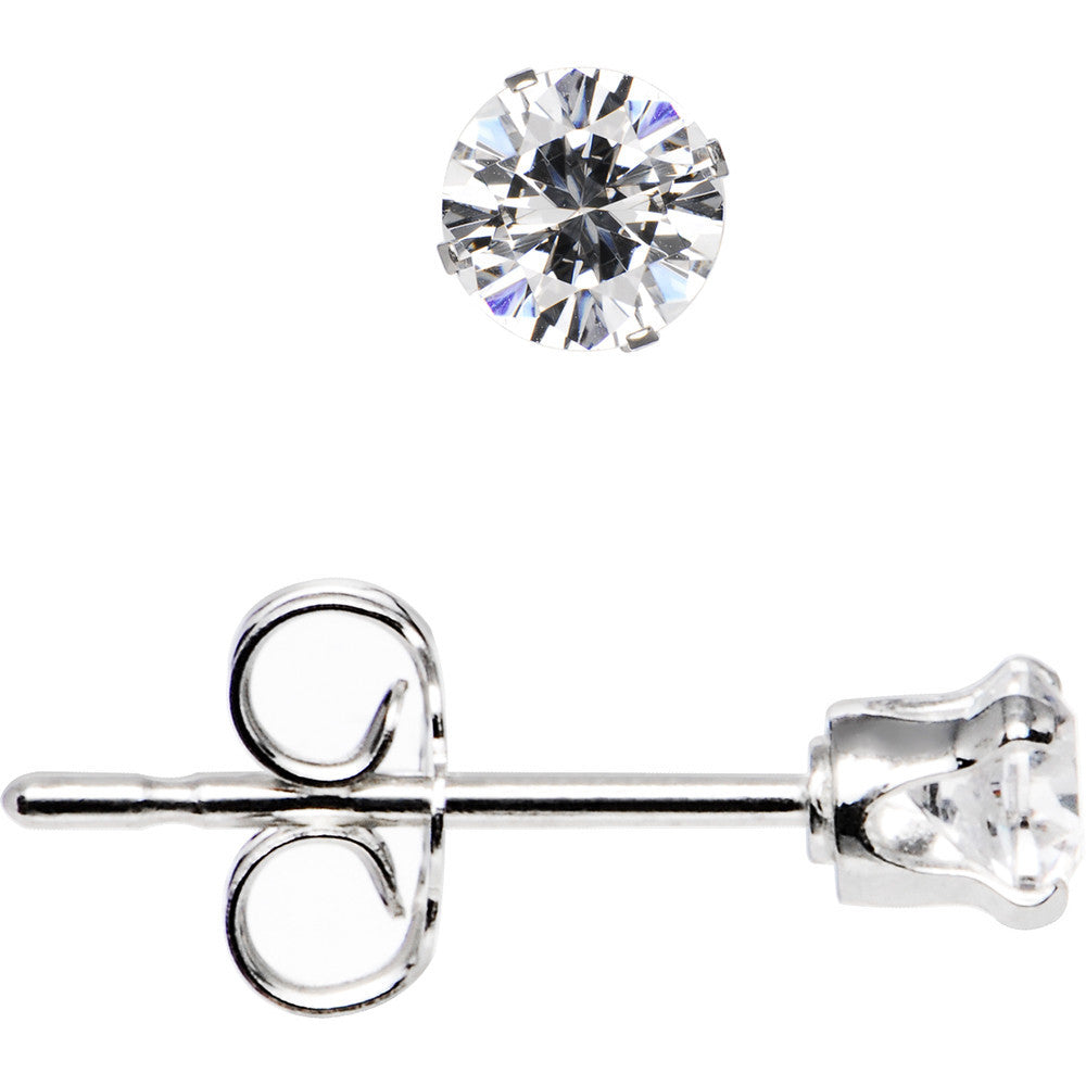 925 Sterling Silver 3mm CZ Round Stud Earrings