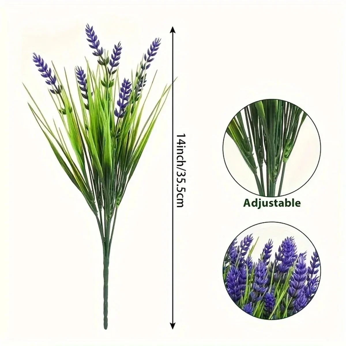 12 Bundles Artificial Lavender Plants Outdoor with Monkey Grass - UV Resistant Plastic Greenery Shrubs for Home Garden Decor